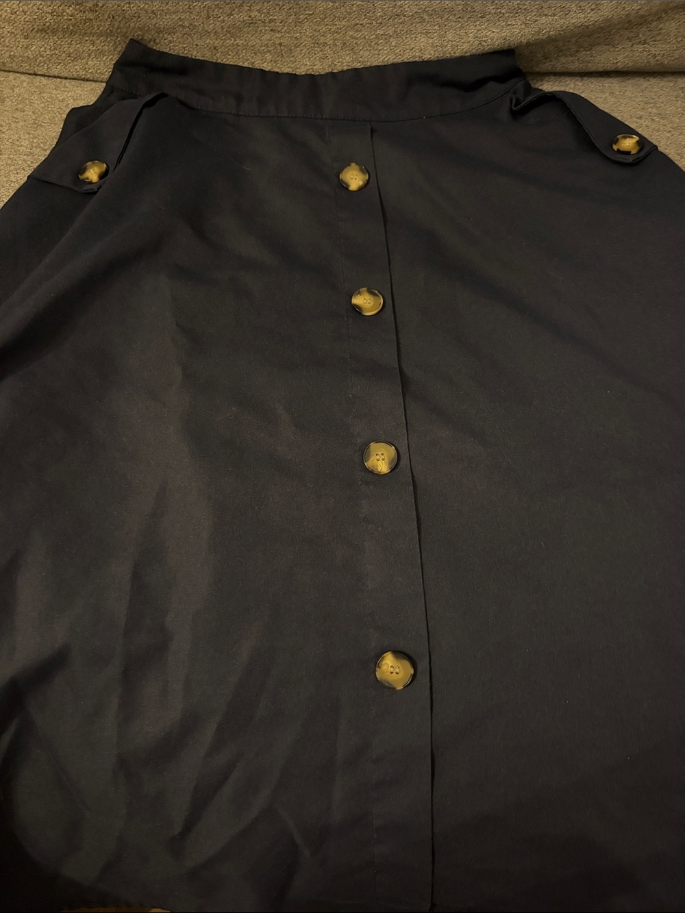 Classic Navy Button-Front Women's Skirt